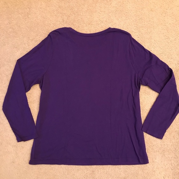 Halloween Graphic Tee Womens Size 2X Purple Long Sleeve Sequin Black Cat Spider - Picture 3 of 6